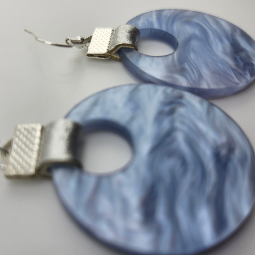 Coin Strap Leather Cloudy Blue Earrings My Custom Designs