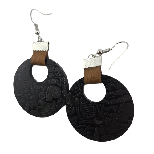 Coin Strap Leather Skull And Bones Earrings My Custom Designs