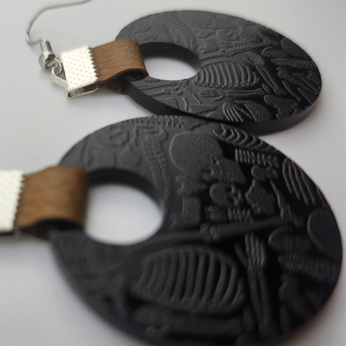 Coin Strap Leather Skull And Bones Earrings My Custom Designs