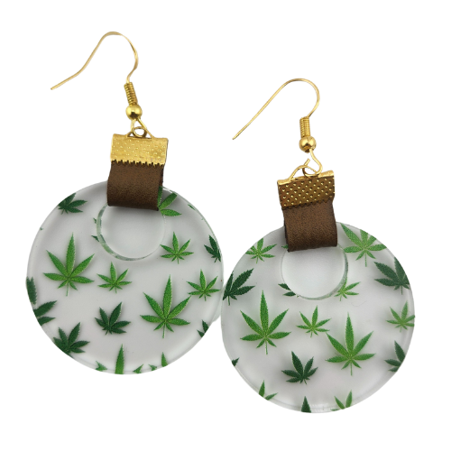 Coin Strap Leather Marijuana Leaf Earrings My Custom Designs