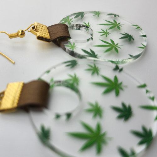 Coin Strap Leather Marijuana Leaf Earrings My Custom Designs