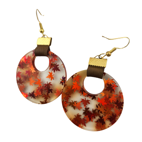 Coin Strap Leather Fall Leaves Earrings My Custom Designs