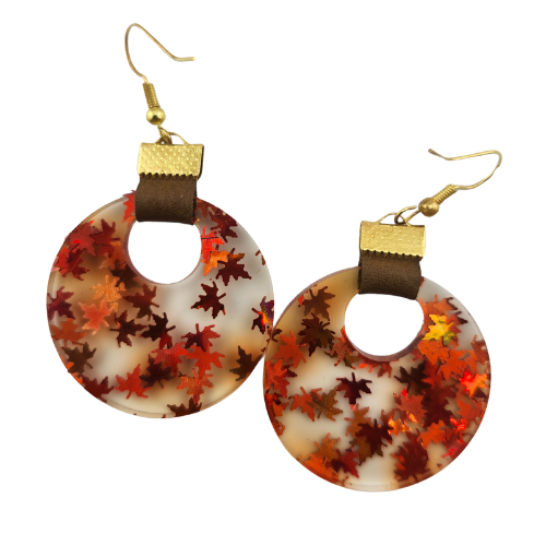 Coin Strap Leather Fall Leaves Earrings My Custom Designs