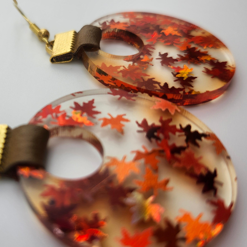 Coin Strap Leather Fall Leaves Earrings My Custom Designs