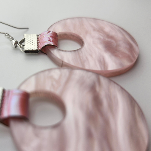 Coin Strap Leather Cloudy Pink Earrings My Custom Designs