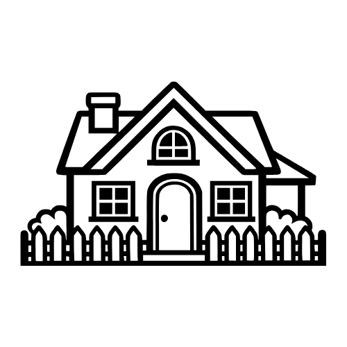 Cottage with Picket Fence - Vector Graphics - Digital File Digital My Custom Designs PDF