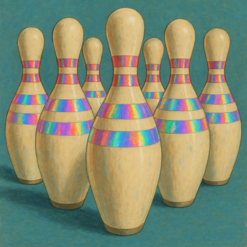 Vintage and Retro - Retro Bowling Pins With Holographic Stripes - Pattern - Digital File Digital My Custom Designs PDF