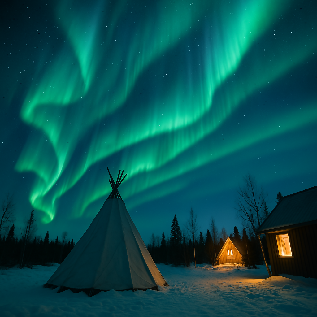 Northern Lights - Aurora Village - Northwest Territories Canada - Rendered - Digital File Digital My Custom Designs PDF