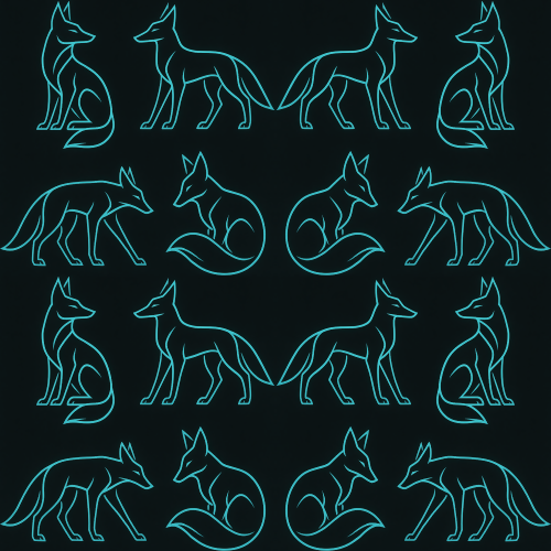 Animal and Wildlife - Abstract Fox Silhouettes with neon cyan accents - Pattern - Digital File Digital My Custom Designs PDF