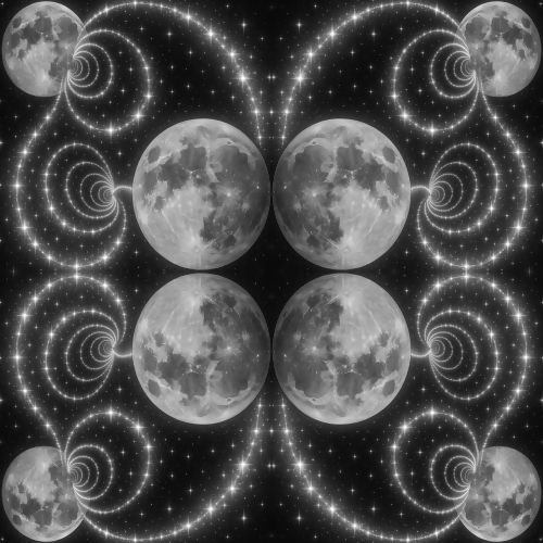 Space and Cosmic - Infinity Fractal Of Twin Moons And Star Bridges - Pattern - Digital file Digital My Custom Designs PDF