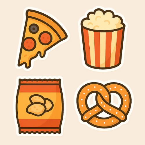 Sticker Icon Pack - Theatre Snacks - Digital File Subscription My Custom Designs SVG