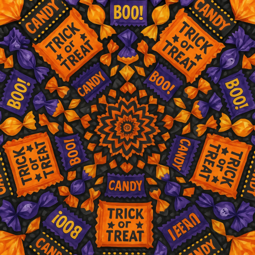 Holiday and Seasonal - Candy Wrapper Kaleidoscope For Halloween Treats - Pattern - Digital File Digital My Custom Designs PDF