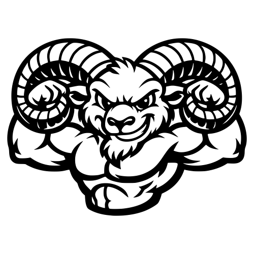 Cartoon Ram Flexing Horns - Vector Graphics - Digital File Digital My Custom Designs PDF