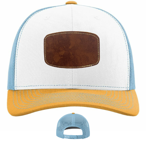 Classic Ball Cap with Customized Curved Rectangle Patch hat My Custom Designs Yellow/White Dark Brown
