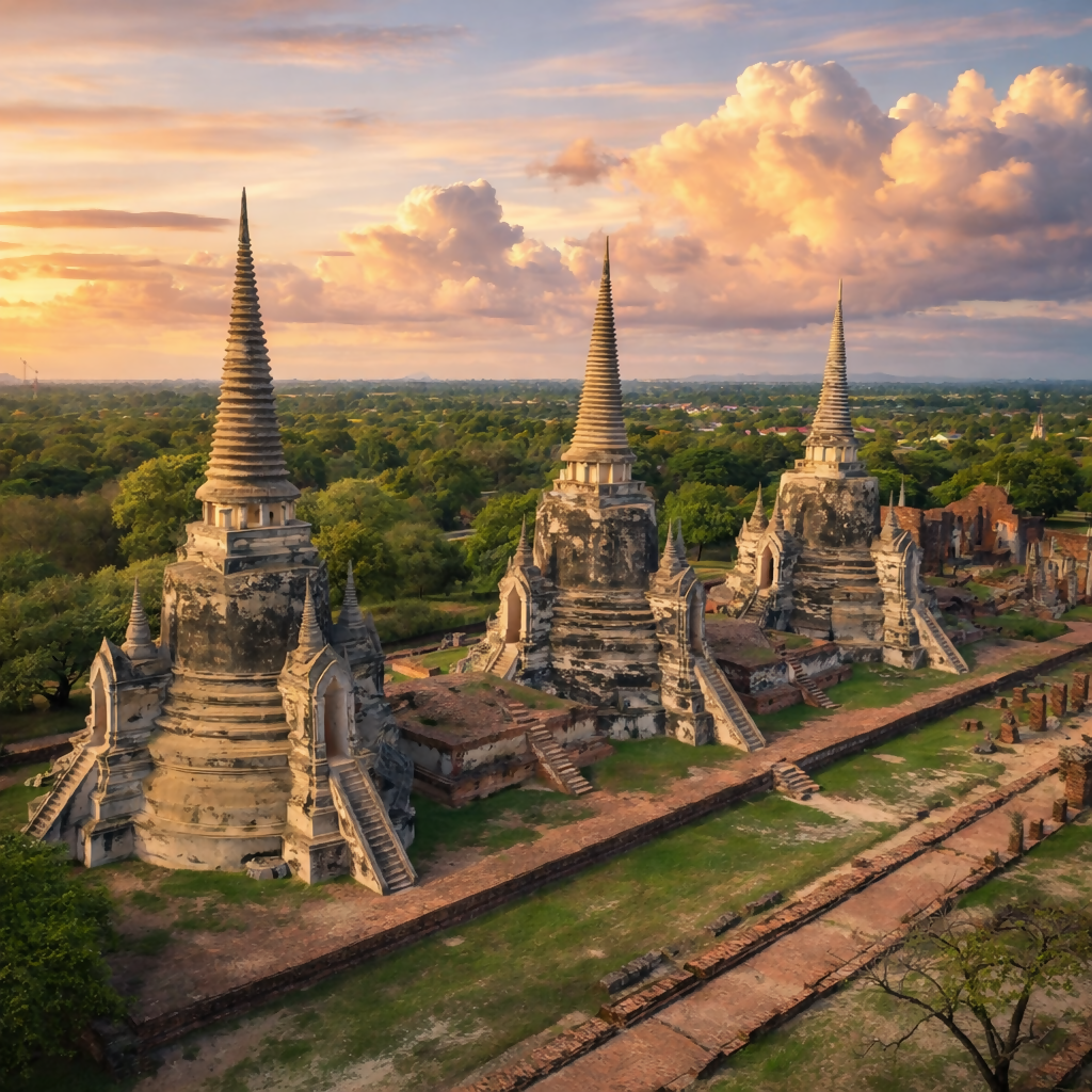 Wat Phra Si Sanphet - Ayutthaya Thailand - Asia - Rendered - Digital File Digital My Custom Designs PDF