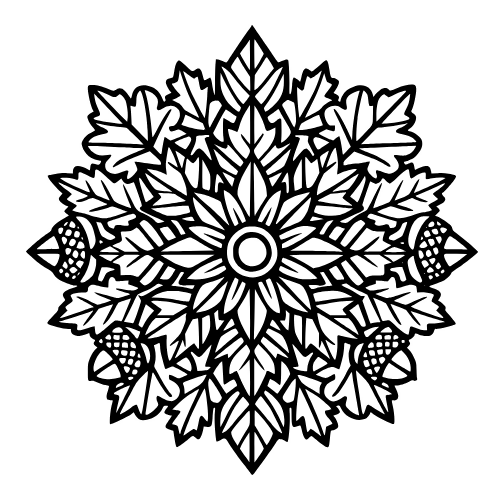 Fall Leaves Mandala - Vector Graphics - Digital File