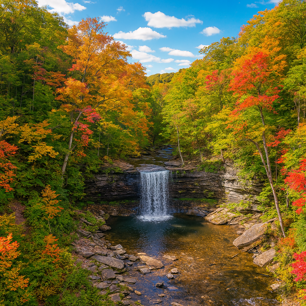 Harrison Wright Falls - Ricketts Glen State Park - Pennsylvania United States - Rendered - Digital File