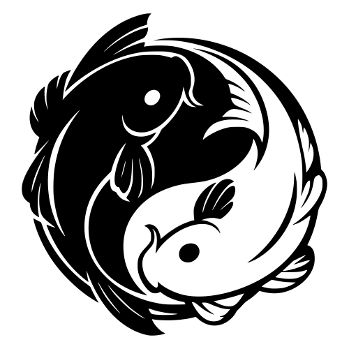 Koi Fish Yin-Yang Silhouette - Digital File - XCS Friendly Digital My Custom Designs PDF