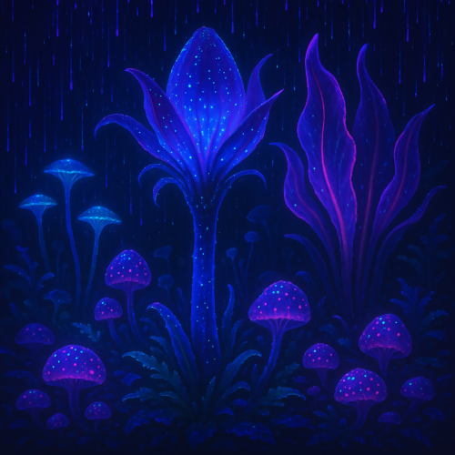 Futuristic & Sci-Fi - Alien Flora Bioluminescent Under UV Rain - Pattern - Digital File Digital My Custom Designs PDF