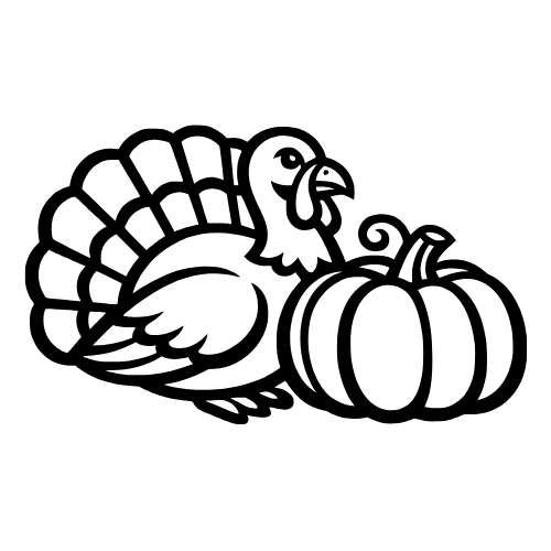 Turkey and Pumpkin Design - Vector Graphics - Digital File
