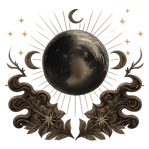 Art & Aesthetics - Golden Moon with Floral Embellishments - T Shirt Design - Digital File Digital My Custom Designs 300 DPI PNG