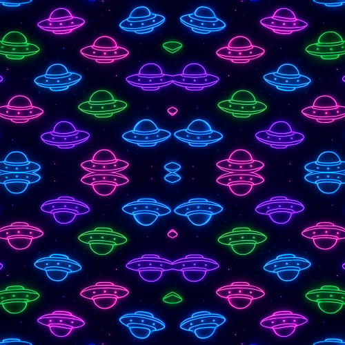 Space and Cosmic - Floating Neon UFO Silhouettes - Pattern - Digital file Digital My Custom Designs PDF