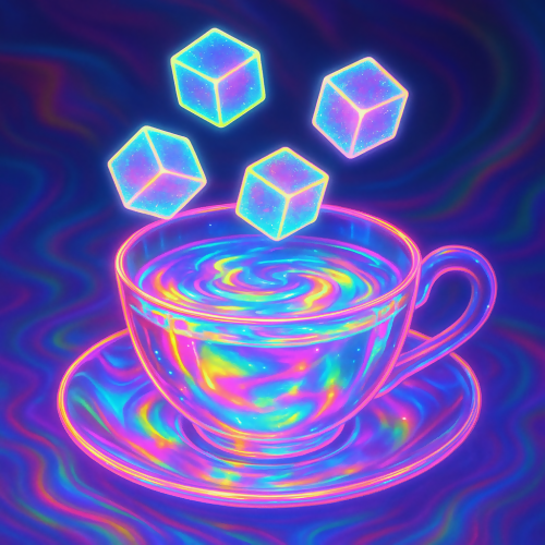 Food and Drinks - Floating Neon Sugar Cubes In Holographic Tea - Pattern - Digital File Digital My Custom Designs PDF