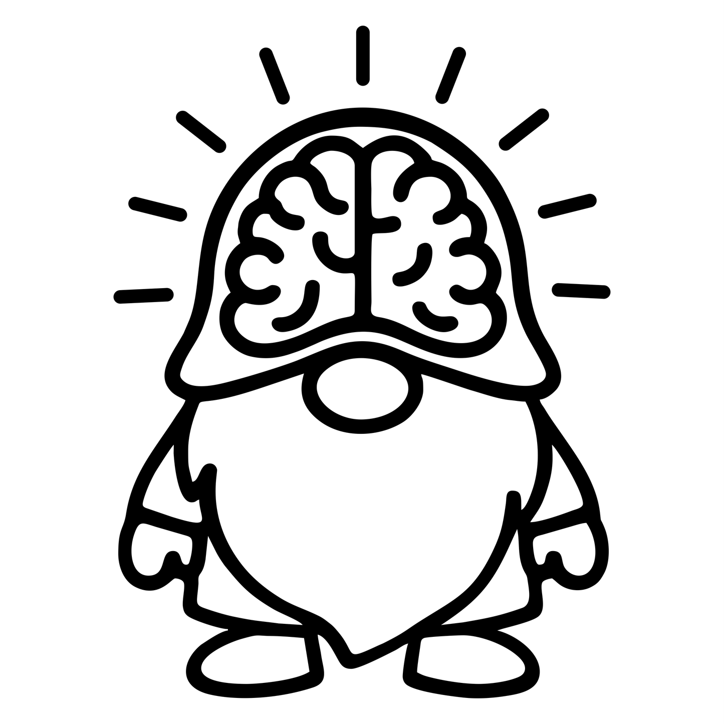 Cartoon Brain Gnome - Digital File - XCS Friendly Digital My Custom Designs PNG