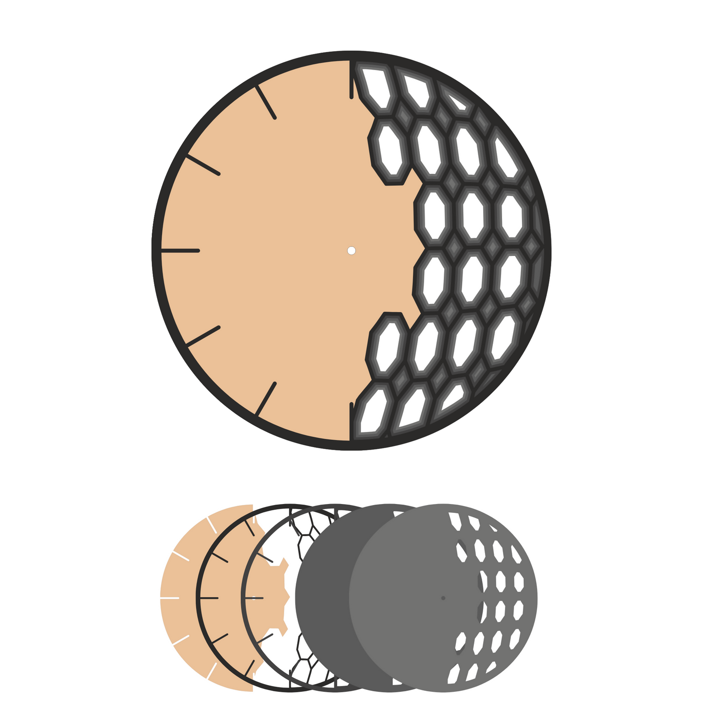 Layered Line Design - Clock Abstract Template 4 - Clocks - Digital File Digital My Custom Designs