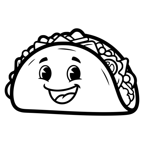 Cartoon Taco Smiling Sketch - Digital File - XCS Friendly Digital My Custom Designs PDF