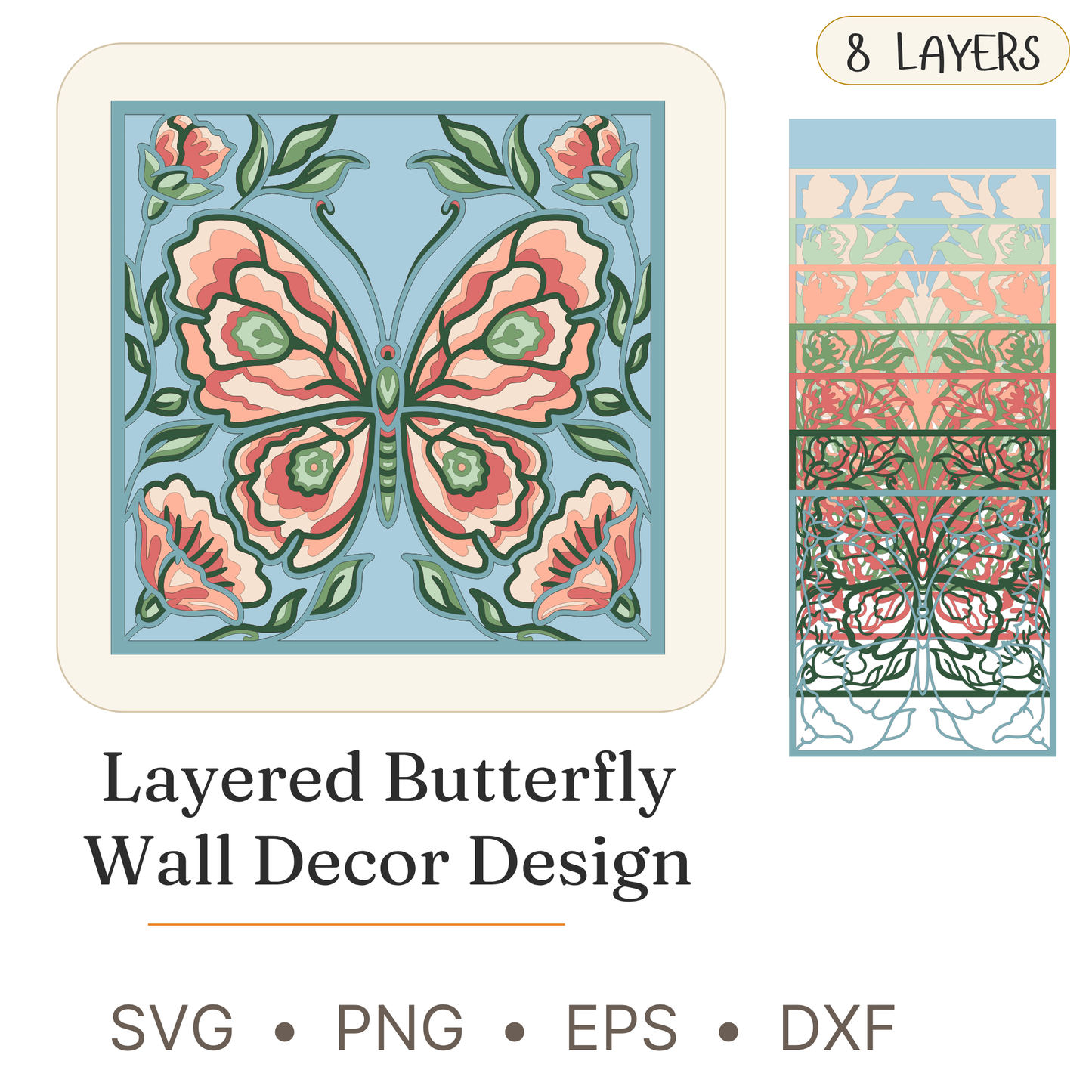 Butterfly Wall Decor - Layered Line Designs - Digital File - ZIP File - Digital