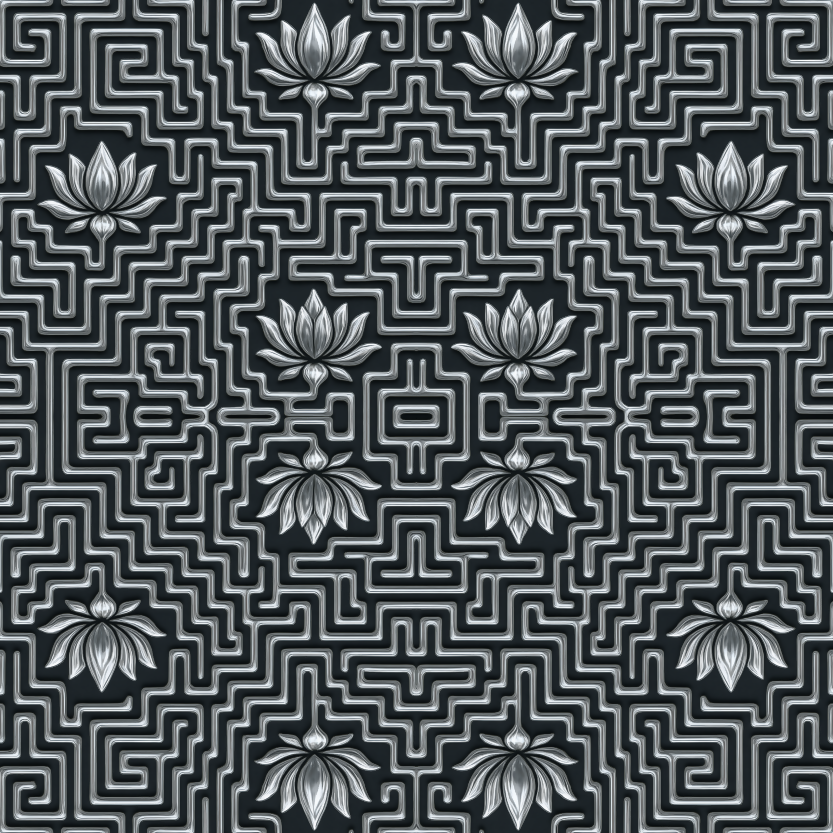 Floral and Botanical - Liquid Metal Lotus Labyrinth - Pattern - Digital File Digital My Custom Designs PDF