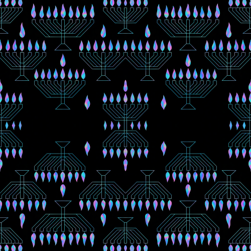 Holiday and Seasonal - Geometric Menorah With Holographic Flames - Pattern - Digital File Digital My Custom Designs PDF