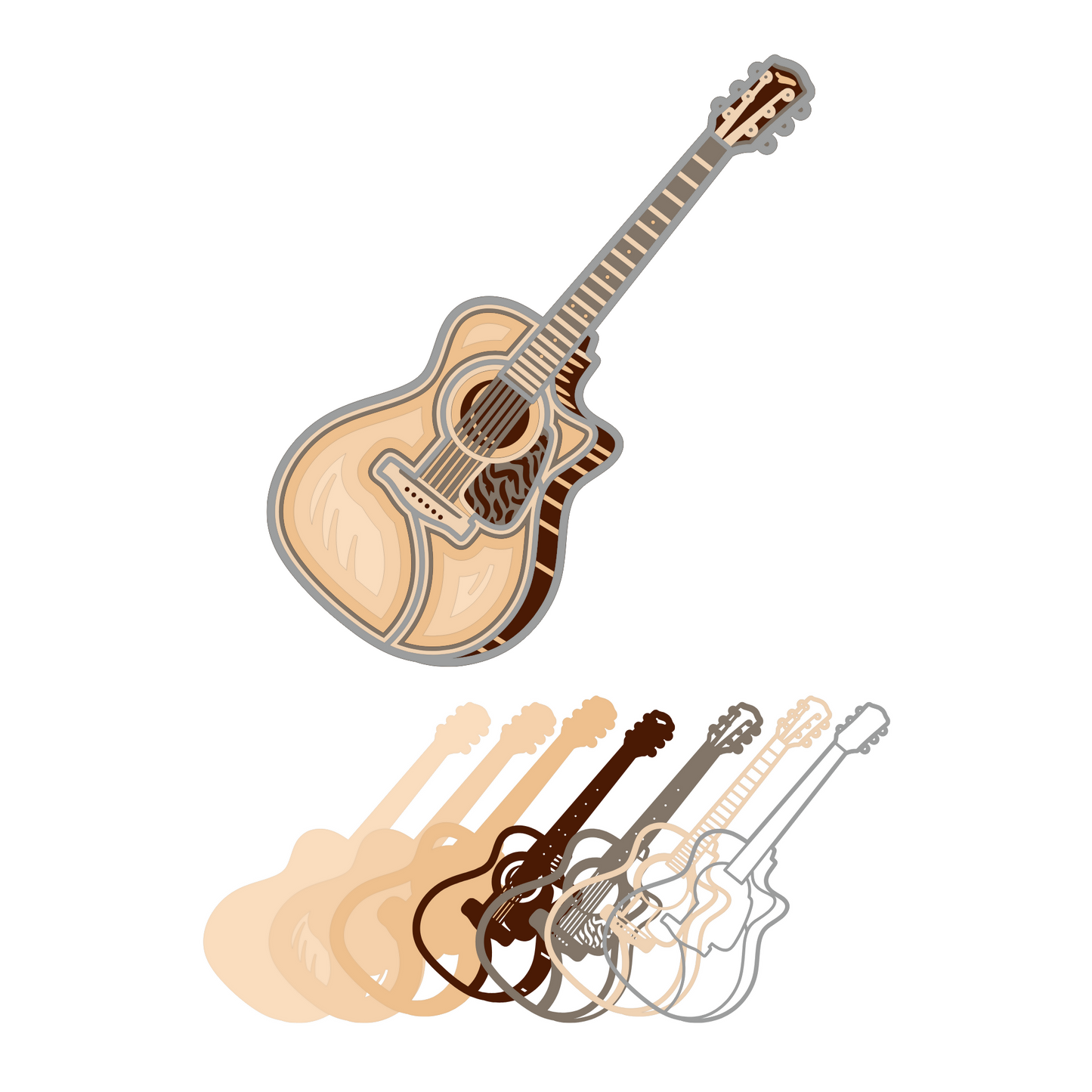 Guitar - Layered Line Designs - Vehicle - Digital File