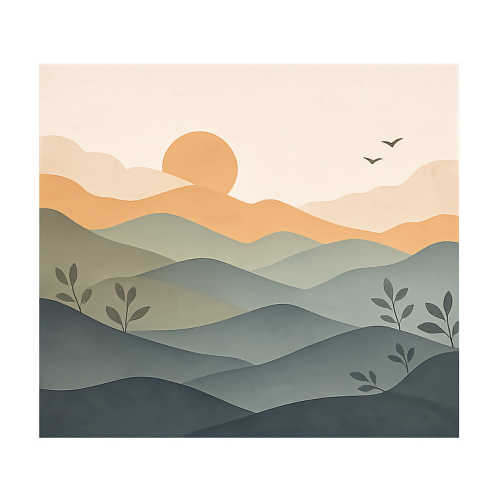 Calm Minimalist Rolling Hills Design - Nature & Outdoors - T Shirt Designs - Digital File Digital My Custom Designs 300 DPI PNG