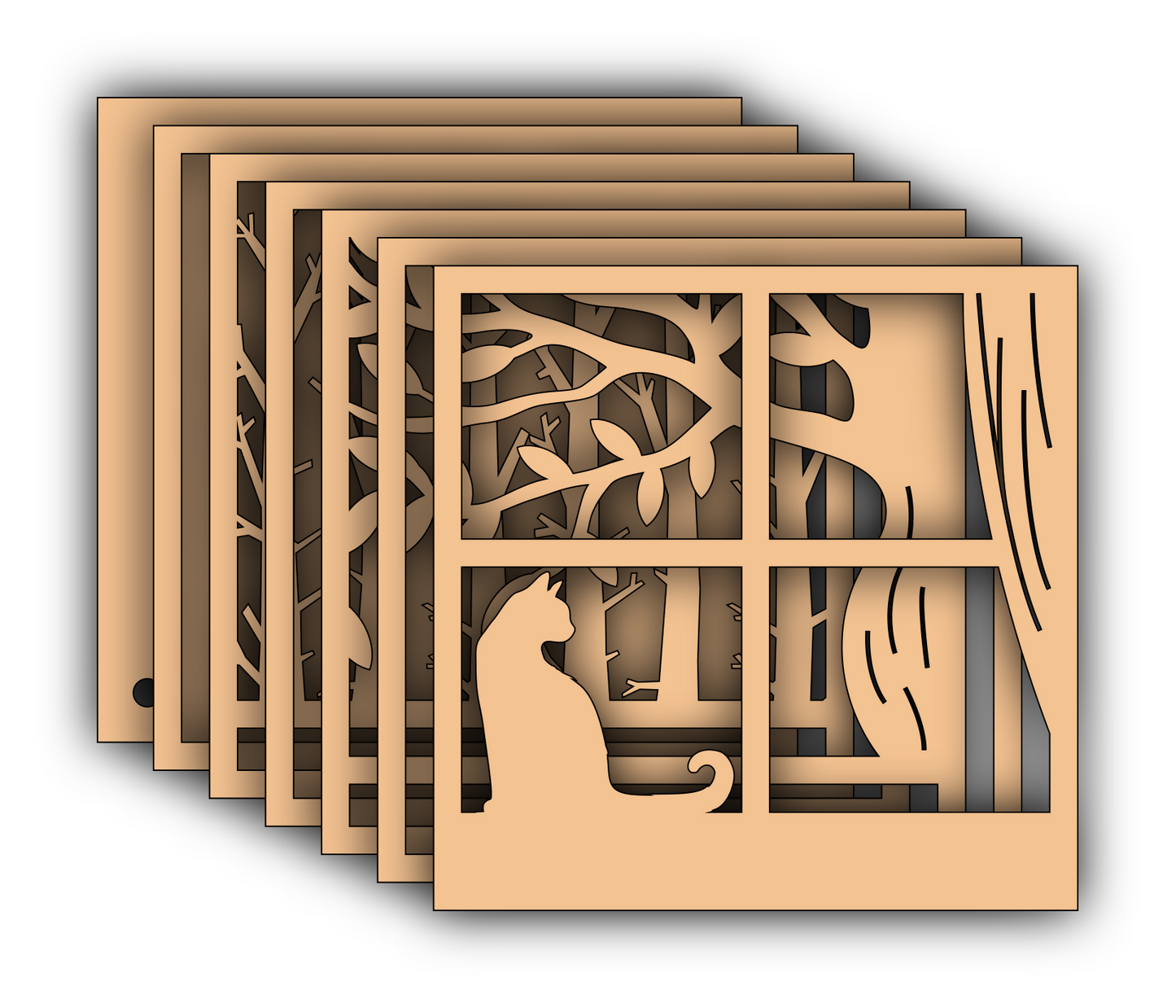 Cat in Window - Animals - Lightbox - Layered - Digital File Digital My Custom Designs