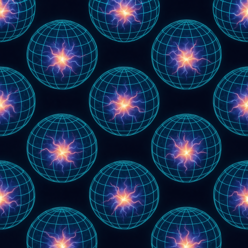 Futuristic and Sci-Fi - 3D Wireframe Domes Glowing With Plasma Cores - Pattern - Digital File Digital My Custom Designs PDF
