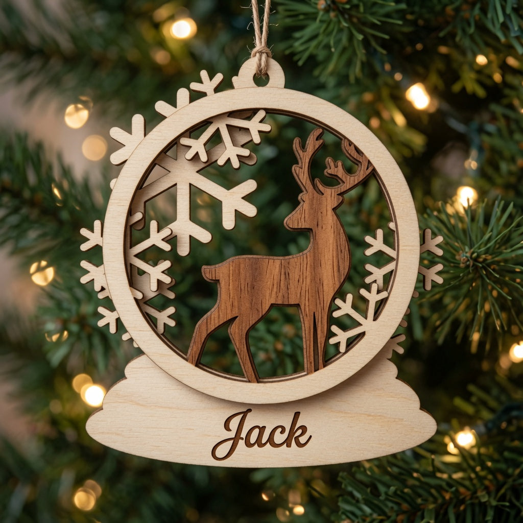 Christmas Deer Snowflake - Layered Ornament - Digital File - SVG - Digital