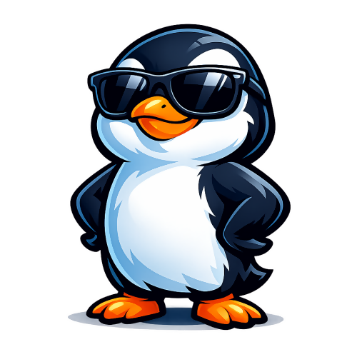 Humor & Whimsy - Cool Penguin - T Shirt Designs - Digital File Digital My Custom Designs 300 DPI PNG