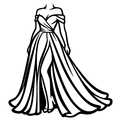 Elegant Evening Gown - Vector Graphics - Digital File Digital My Custom Designs PDF