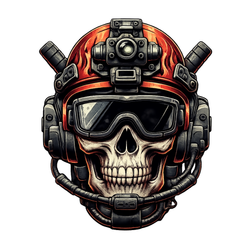 Cybernetic Skull - Urban Grunge Retro - T Shirt Designs - Digital File Digital My Custom Designs 300 DPI PNG