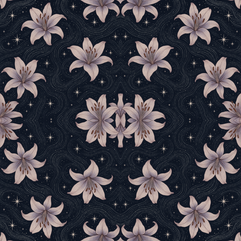 Floral and Botanical - Cosmic Lilies Floating - Pattern - Digital File Digital My Custom Designs PDF