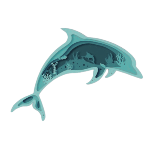 Layered 3D Dolphin Wall Décor decoration My Custom Designs Teal Bass Wood 9" x 4.5"