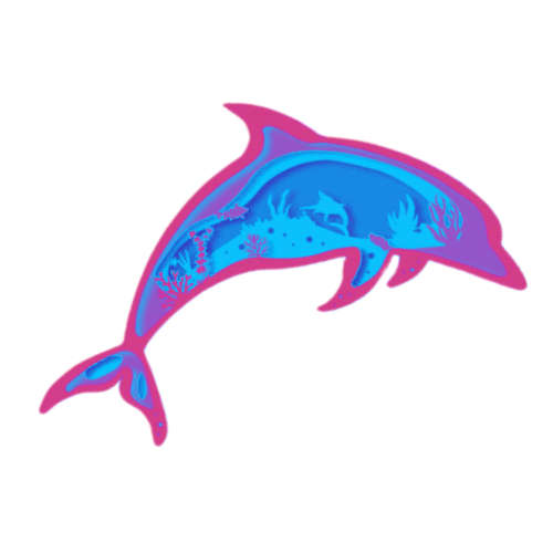 Layered 3D Dolphin Wall Décor decoration My Custom Designs Coral Bass Wood 9" x 4.5"