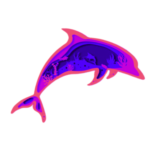 Layered 3D Dolphin Wall Décor decoration My Custom Designs Hot Pink Bass Wood 9" x 4.5"