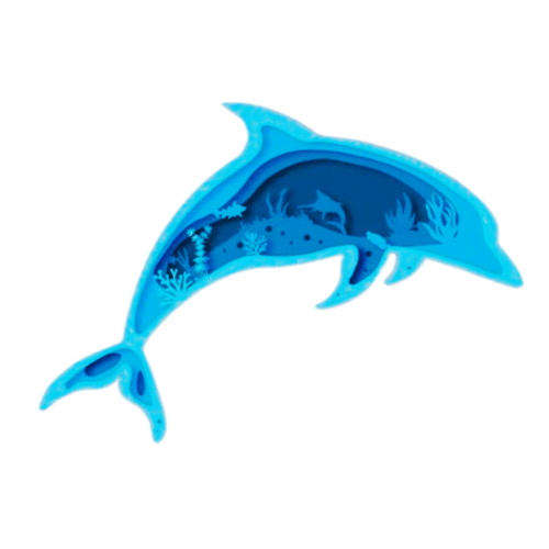 Layered 3D Dolphin Wall Décor decoration My Custom Designs Hyperblue Bass Wood 9" x 4.5"