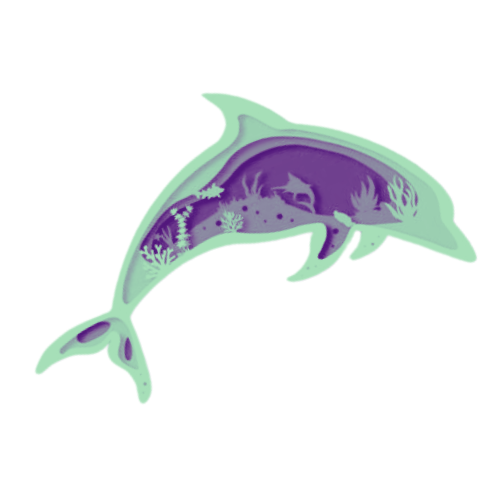 Layered 3D Dolphin Wall Décor decoration My Custom Designs Seafoam Bass Wood 9" x 4.5"