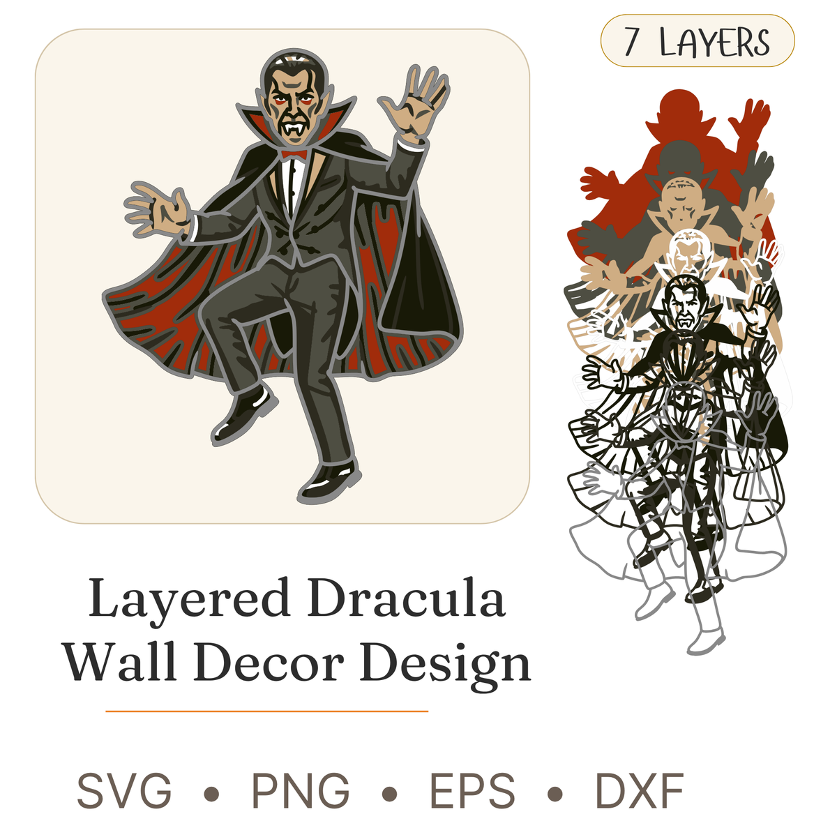 Dracula - Holiday - Halloween - Layered Line Designs - Digital File - ZIP File - Digital