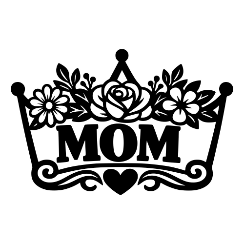 Crown with Floral Mom Design - Vector Graphics - Digital File Digital My Custom Designs PDF