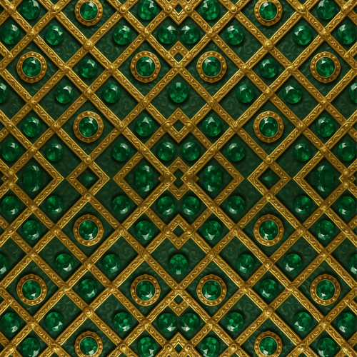 Luxury and Ornamental - Golden Latticework With Emerald Gemstone Nodes - Pattern - Digital File Digital My Custom Designs PDF
